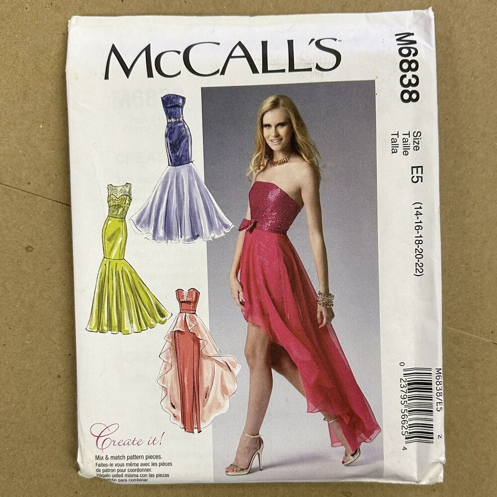 NEW McCall's M6838 Formal Princess Gown Skirt Var Sz 14-22 UNCUT Pattern